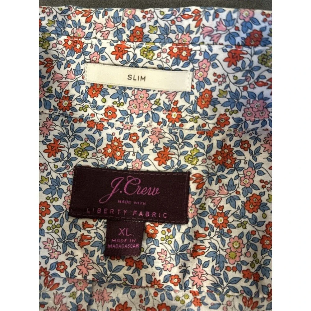 J Crew Liberty Fabric XL Men’s LS Shirt Floral Bouquet Americana Slim Fit